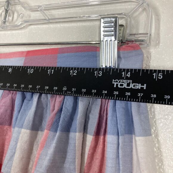 Vintage Russ Skirt Womens Medium Red Blue Plaid Cotton Button Front Pockets 80s - Picture 5 of 14